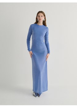 Reserved - Połyskująca sukienka z marszczeniami. - jasnoniebieski ze sklepu Reserved w kategorii Sukienki - zdjęcie 174013848