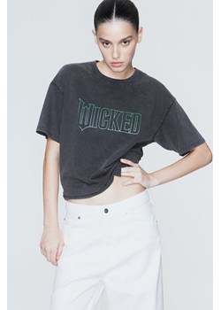 H & M - Pudełkowy T-shirt z nadrukiem - Szary ze sklepu H&M w kategorii Bluzki damskie - zdjęcie 174019959