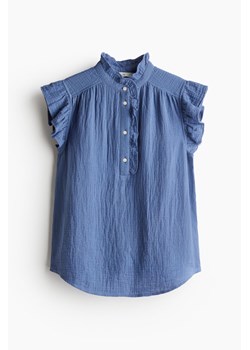 H & M - Muślinowa bluzka z falbankowym rękawem - Niebieski ze sklepu H&M w kategorii Bluzki damskie - zdjęcie 174019967