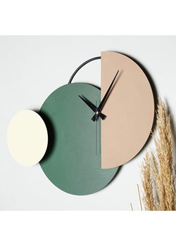 ABERTO DESIGN Zegar ścienny &quot;Mateen&quot; w kolorze zielono-kremowo-jasnobrązowym - 47 x 31 cm ze sklepu Limango Polska w kategorii Zegary - zdjęcie 174024625