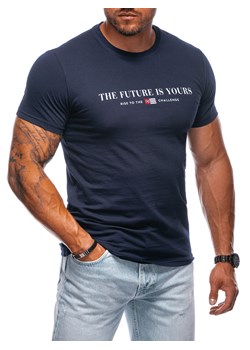 T-shirt męski z nadrukiem 1996S - granatowy ze sklepu Edoti w kategorii T-shirty męskie - zdjęcie 174025698