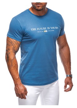 T-shirt męski z nadrukiem 1996S - niebieski ze sklepu Edoti w kategorii T-shirty męskie - zdjęcie 174025738