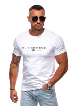 T-shirt męski z nadrukiem 1996S - biały ze sklepu Edoti w kategorii T-shirty męskie - zdjęcie 174025749