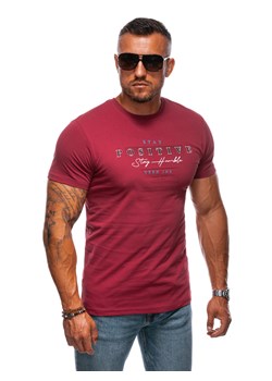 T-shirt męski z nadrukiem 2000S - ciemnoczerwony ze sklepu Edoti w kategorii T-shirty męskie - zdjęcie 174025778