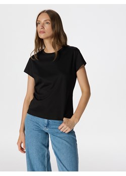 Reserved - Bawełniany t-shirt - czarny ze sklepu Reserved w kategorii Bluzki damskie - zdjęcie 174029095