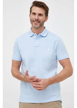 Polo Ralph Lauren polo bawełniane kolor turkusowy gładki ze sklepu PRM w kategorii T-shirty męskie - zdjęcie 174031289