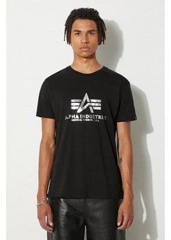 Alpha Industries t-shirt bawełniany Basic T-Shirt Foil Print kolor czarny z nadrukiem 100501FP.530 ze sklepu PRM w kategorii T-shirty męskie - zdjęcie 174031317