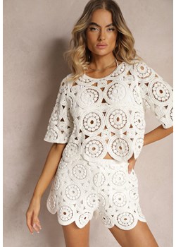 Biała Bawełniana Bluzka z Ażurowym Wzorem Dlinea ze sklepu Renee odzież w kategorii Bluzki damskie - zdjęcie 174031626