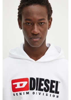 Diesel bluza bawełniana S-BOXT-HOOD-DIV męska kolor biały z kapturem z aplikacją A14945.0GEAD ze sklepu ANSWEAR.com w kategorii Bluzy męskie - zdjęcie 174034705