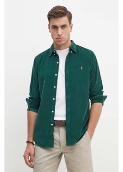 Polo Ralph Lauren koszula sztruksowa kolor zielony regular z kołnierzykiem button-down ze sklepu ANSWEAR.com w kategorii Koszule męskie - zdjęcie 174034775