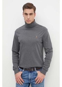 Polo Ralph Lauren sweter bawełniany kolor szary lekki z golferm ze sklepu ANSWEAR.com w kategorii Swetry męskie - zdjęcie 174034789