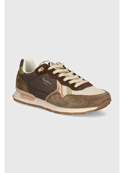 Pepe Jeans sneakersy PLS40019 kolor brązowy BRIT MIXT W ze sklepu ANSWEAR.com w kategorii Buty sportowe damskie - zdjęcie 174035186