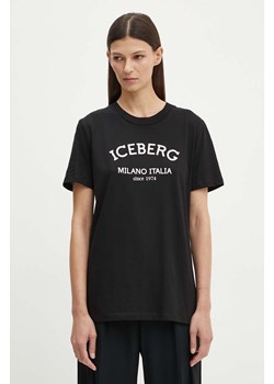Iceberg t-shirt bawełniany damski kolor czarny F021 6325 ze sklepu ANSWEAR.com w kategorii Bluzki damskie - zdjęcie 174035579
