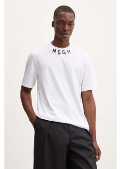 MSGM t-shirt bawełniany męski kolor biały z nadrukiem 3740MM102.247798 ze sklepu ANSWEAR.com w kategorii T-shirty męskie - zdjęcie 174035638