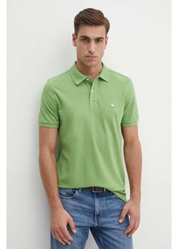 United Colors of Benetton polo bawełniane kolor zielony gładki ze sklepu ANSWEAR.com w kategorii T-shirty męskie - zdjęcie 174035859