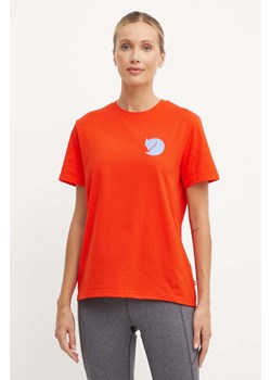 Fjallraven t-shirt Fox Boxy Logo damski kolor pomarańczowy F87153 ze sklepu ANSWEAR.com w kategorii Bluzki damskie - zdjęcie 174035899