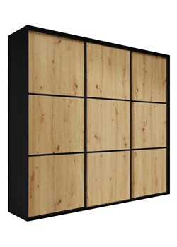 Szafa przesuwna czerń + dąb artisan + czarne szprosy - Estori 5X ze sklepu Edinos.pl w kategorii Szafy - zdjęcie 174036645