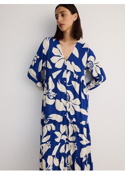 Reserved - Wzorzysta sukienka midi - niebieski ze sklepu Reserved w kategorii Sukienki - zdjęcie 174040355