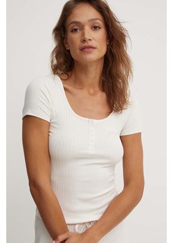 Guess t-shirt damski kolor beżowy ze sklepu ANSWEAR.com w kategorii Bluzki damskie - zdjęcie 174041329