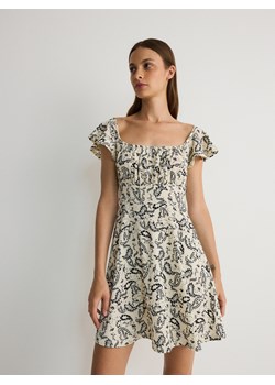 Reserved - Sukienka mini z falbanami - złamana biel ze sklepu Reserved w kategorii Sukienki - zdjęcie 174044255