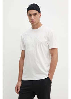 Armani Exchange t-shirt bawełniany męski kolor beżowy z aplikacją 6DZTAD ZJ9TZ ze sklepu ANSWEAR.com w kategorii T-shirty męskie - zdjęcie 174045339