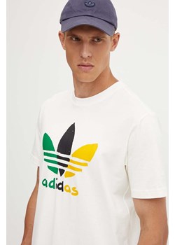 adidas Originals t-shirt bawełniany męski kolor beżowy z nadrukiem IX6716 ze sklepu ANSWEAR.com w kategorii T-shirty męskie - zdjęcie 174045359