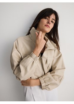Reserved - Krótka kurtka z imitcji skóry - kremowy ze sklepu Reserved w kategorii Kurtki damskie - zdjęcie 174046789