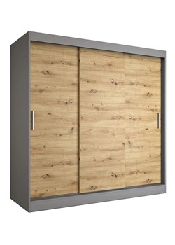 Szafa przesuwna 200 cm antracyt + dąb artisan - Erco 6X ze sklepu Edinos.pl w kategorii Szafy - zdjęcie 174049499