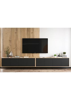 Zestaw wiszących szafek rtv dąb wotan + czarny - Avila 13X ze sklepu Edinos.pl w kategorii Szafki RTV - zdjęcie 174049937