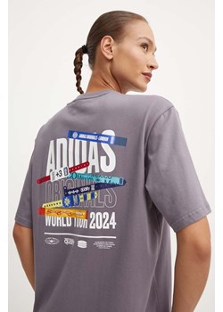 adidas Originals t-shirt bawełniany damski kolor szary IX7658 ze sklepu ANSWEAR.com w kategorii Bluzki damskie - zdjęcie 174051628