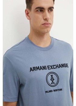 Armani Exchange t-shirt bawełniany męski kolor niebieski z aplikacją 6DZTLC ZJ9JZ ze sklepu ANSWEAR.com w kategorii T-shirty męskie - zdjęcie 174051648