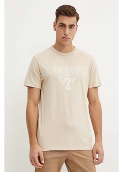 Guess t-shirt bawełniany męski kolor beżowy z aplikacją M4YI05 I3Z14 ze sklepu ANSWEAR.com w kategorii T-shirty męskie - zdjęcie 174051658