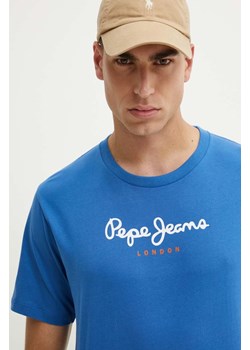 Pepe Jeans t-shirt bawełniany Eggo męski kolor niebieski z nadrukiem ze sklepu ANSWEAR.com w kategorii T-shirty męskie - zdjęcie 174051718