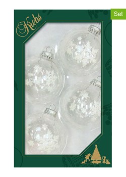 Krebs Glas Lauscha Bombki (4 szt.) w kolorze białym - Ø 7 cm ze sklepu Limango Polska w kategorii Dekoracje bożonarodzeniowe - zdjęcie 174052188