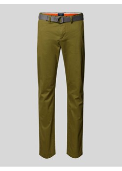 Spodnie o kroju slim fit z paskiem ze sklepu Peek&Cloppenburg  w kategorii Spodnie męskie - zdjęcie 174052996