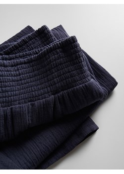 Reserved - Spodnie z bawełnianego muślinu - granatowy ze sklepu Reserved w kategorii Spodnie damskie - zdjęcie 174054118