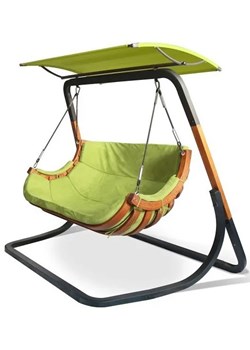 Zielony wiszący fotel ogrodowy z daszkiem - Pasos 5X ze sklepu Edinos.pl w kategorii Fotele wiszące - zdjęcie 174057265