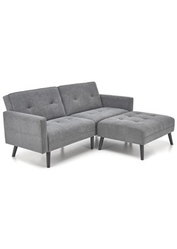Popielata sofa rozkładana z podnóżkiem - Leris ze sklepu Edinos.pl w kategorii Sofy i kanapy - zdjęcie 174057617