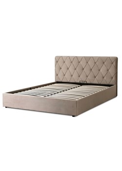 Beżowe łóżko z zagłówkiem w stylu Chesterfield 160x200 - Mikler ze sklepu Edinos.pl w kategorii Łóżka i materace - zdjęcie 174057666