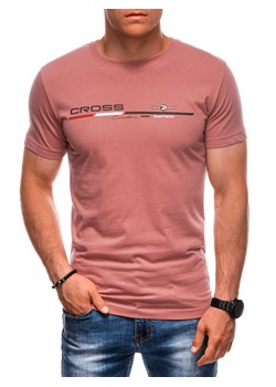 T-shirt męski z nadrukiem 1712S - ceglasty ze sklepu Edoti w kategorii T-shirty męskie - zdjęcie 174060567