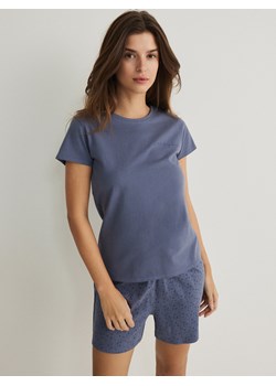 Reserved - Dwuczęściowa piżama z bawełny - niebieski ze sklepu Reserved w kategorii Piżamy damskie - zdjęcie 174060825
