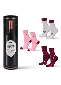 Skarpetki damskie SOXO Red Wine w tubie - 3 Pary ze sklepu Sklep SOXO w kategorii Skarpetki damskie - zdjęcie 174061337