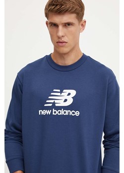 New Balance bluza męska kolor granatowy z nadrukiem MT41500NNY ze sklepu ANSWEAR.com w kategorii Bluzy męskie - zdjęcie 174062849