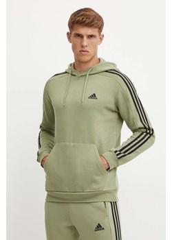 adidas bluza Essentials męska kolor zielony z kapturem z aplikacją JI6425 ze sklepu ANSWEAR.com w kategorii Bluzy męskie - zdjęcie 174062859