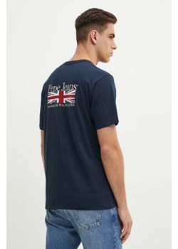 Pepe Jeans t-shirt bawełniany ALFIE męski kolor granatowy z nadrukiem PM509431 ze sklepu ANSWEAR.com w kategorii T-shirty męskie - zdjęcie 174063368