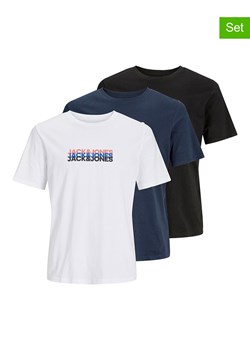 Jack &amp; Jones Koszulki (3 szt.) w kolorze biało-granatowo-czarnym ze sklepu Limango Polska w kategorii T-shirty męskie - zdjęcie 174069215