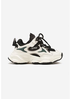 Czarno-Białe Płaskie Sznurowane Buty Sportowe Sneakersy z Geometrycznym Zdobieniem na Rzep Navalora ze sklepu born2be.pl w kategorii Buty sportowe dziecięce - zdjęcie 174070766
