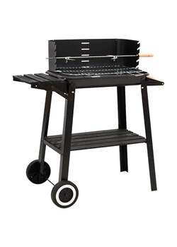Czarny grill na kółkach z regulowaną wysokością rusztu T6-H16 ze sklepu Edinos.pl w kategorii Ogród i taras - zdjęcie 174071158