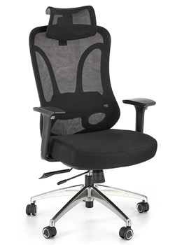 Obrotowy ergonomiczny czarny fotel z regulowanym zagłówkiem Soda ze sklepu Edinos.pl w kategorii Krzesła biurowe - zdjęcie 174071225