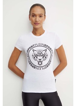 PLEIN SPORT t-shirt bawełniany damski kolor biały FADC WTK3366 SJY001N ze sklepu ANSWEAR.com w kategorii Bluzki damskie - zdjęcie 174073037